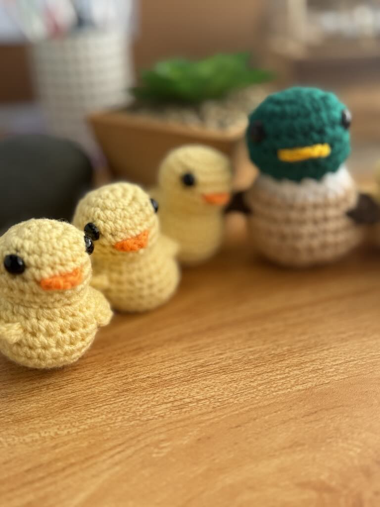 handmade mama duck with 5 ducklings