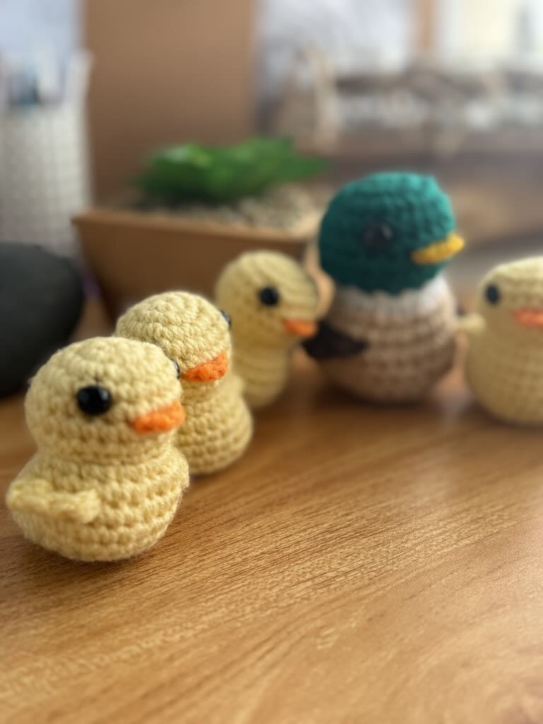 handmade mama duck with 5 ducklings