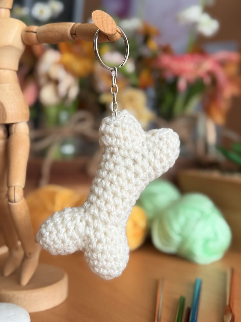 handmade keychain crochet small bone toy