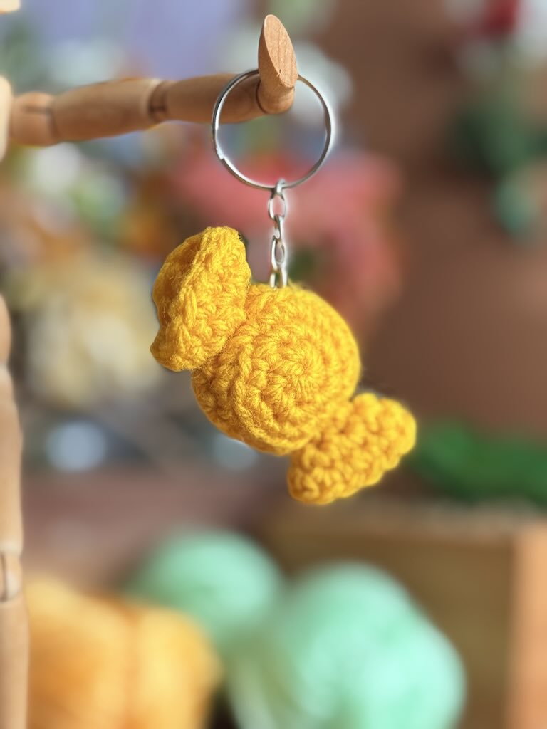 keychain handmade crochet candy toy in yellow yarn