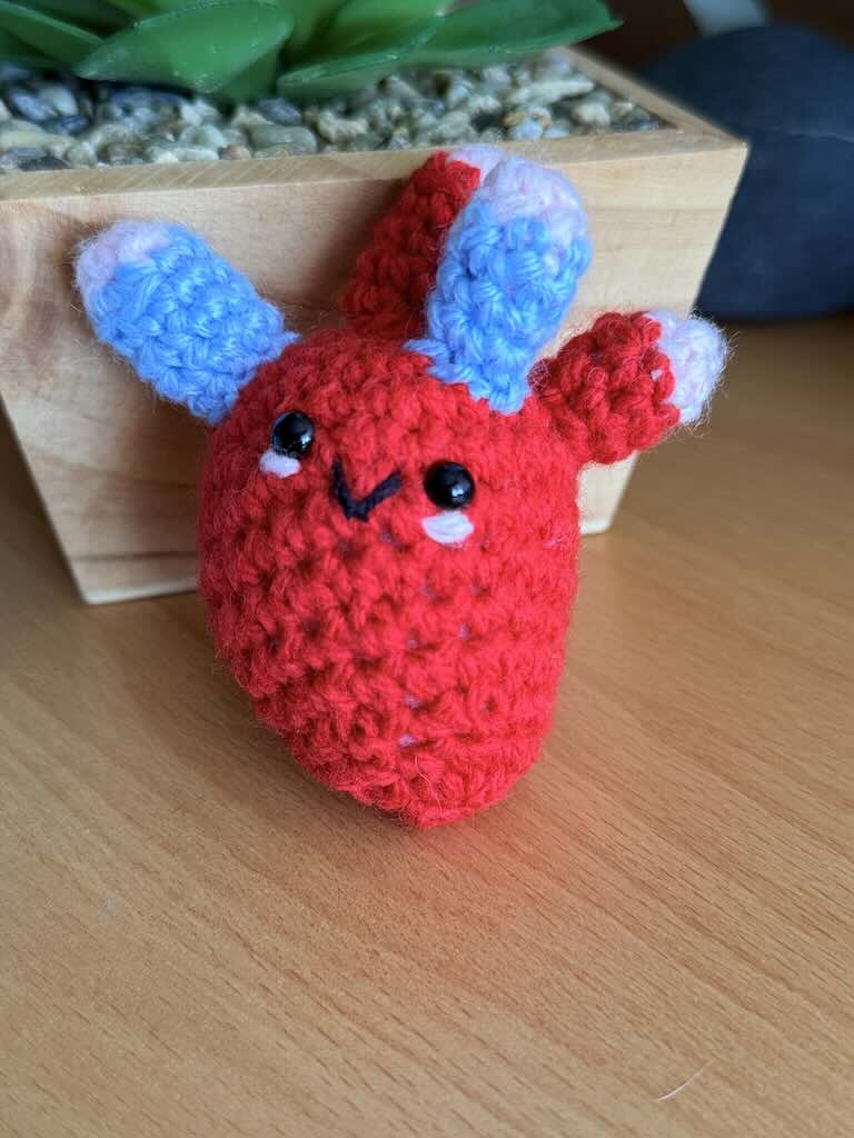 keychain handmade crochet red heart toy